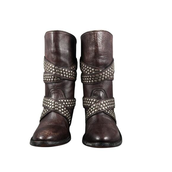 Old Gringo Boots Womens 6 Moto Western Queentia Short Leather Stud Biker Pull On - Picture 4 of 16